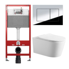 Комплект: инсталляция TECEbase kit 9400412 с кнопкой хром и подвесным унитазом Amore di Mare Temo Tornado P322-T