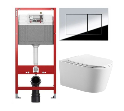Комплект: инсталляция TECEbase kit 9400412 с кнопкой хром и подвесным унитазом Amore di Mare Temo Tornado P322-T