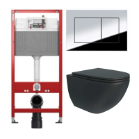 Комплект: инсталляция Tece 9400412 с подвесным унитазом Teymi Lina S Black T40111