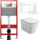 Комплект: инсталляция TECEbase kit 9400413 с белой кнопкой и подвесным безободковым унитазом Teymi Helmi S T40302