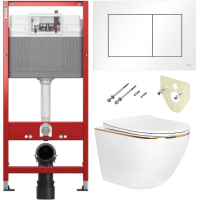 Комплект 6 в 1: инсталляция TECEbase kit 9400413 с белой кнопкой и подвесным унитазом Amore di Mare Delio P203G