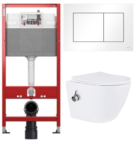 Комплект: инсталляция TECEbase kit 9400413 с белой кнопкой и подвесным унитазом Amore di Mare Delio Tornado Bidet P203-XT