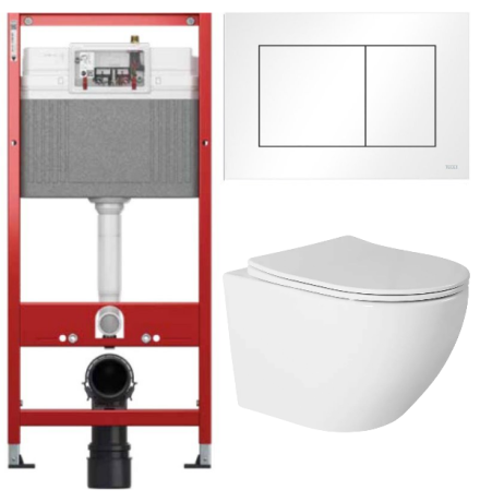 Комплект: инсталляция TECEbase kit 9400413 с белой кнопкой и подвесным унитазом Amore di Mare Delio Tornado P203-T