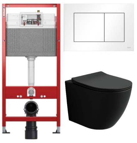 Комплект: инсталляция TECEbase kit 9400413 с белой кнопкой и подвесным унитазом Amore di Mare Delio Tornado P203MB-T