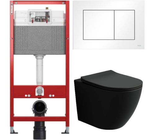 Комплект: инсталляция TECEbase kit 9400413 с белой кнопкой и подвесным унитазом Amore di Mare Delio Tornado P203MB-T