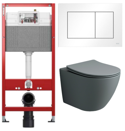 Комплект: инсталляция TECEbase kit 9400413 с белой кнопкой и подвесным унитазом Amore di Mare Delio Tornado P203MGR-T