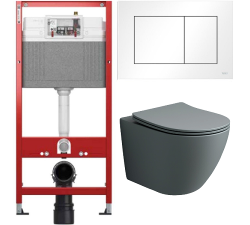 Комплект: инсталляция TECEbase kit 9400413 с белой кнопкой и подвесным унитазом Amore di Mare Delio Tornado P203MGR-T