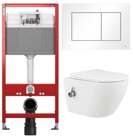 Комплект: инсталляция TECEbase kit 9400413 с белой кнопкой и подвесным унитазом Amore di Mare Lenza Tornado Bidet P252-XT