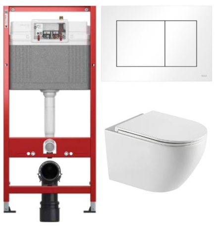 Комплект: инсталляция TECEbase kit 9400413 с белой кнопкой и подвесным унитазом Amore di Mare Lenza Tornado P252-T