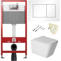 Комплект 6 в 1: инсталляция TECEbase kit 9400413 с белой кнопкой и подвесным унитазом Amore di Mare Tassaro Tornado P202-T 