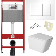 Комплект 6 в 1: инсталляция TECEbase kit 9400413 с белой кнопкой и подвесным унитазом Amore di Mare Tassaro Tornado P202-T 