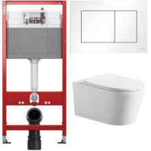 Комплект: инсталляция TECEbase kit 9400413 с белой кнопкой и подвесным унитазом Amore di Mare Temo Tornado P322-T