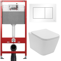 Комплект: инсталляция TECEbase kit 9400413 с белой кнопкой и подвесным унитазом Lekvo T-202