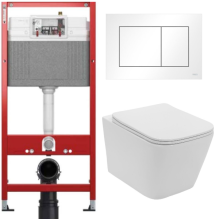 Комплект: инсталляция TECEbase kit 9400413 с белой кнопкой и подвесным унитазом Lekvo T-202