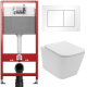 Комплект: инсталляция TECEbase kit 9400413 с белой кнопкой и подвесным унитазом Lekvo T-202
