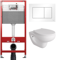 Комплект: инсталляция TECEbase kit 9400413 с белой кнопкой и подвесным унитазом Teymi Hanna Pro T40901