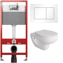 Комплект: инсталляция TECEbase kit 9400413 с белой кнопкой и подвесным унитазом Teymi Hanna Pro T40901