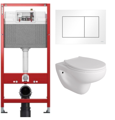 Комплект: инсталляция TECEbase kit 9400413 с белой кнопкой и подвесным унитазом Teymi Hanna Pro T40901