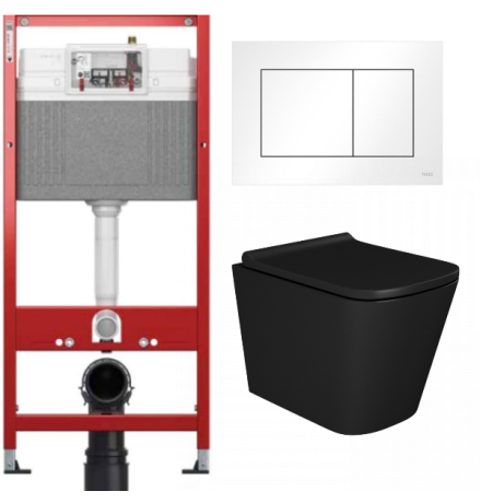 Комплект: инсталляция TECEbase kit 9400413 с белой кнопкой и подвесным унитазом Teymi Helmi S T40302MB