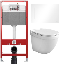 Комплект: инсталляция TECEbase kit 9400413 с белой кнопкой и подвесным унитазом Teymi Iva T40601