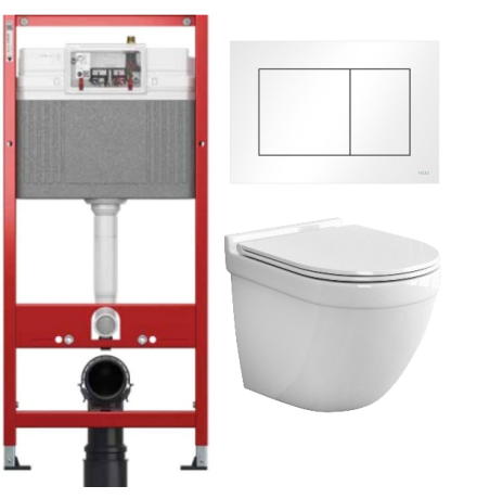 Комплект: инсталляция TECEbase kit 9400413 с белой кнопкой и подвесным унитазом Teymi Iva T40601