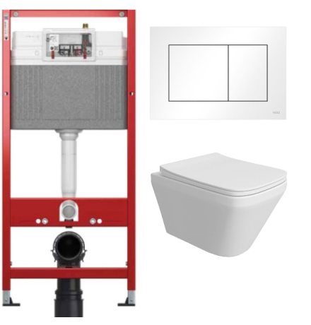 Комплект: инсталляция TECEbase kit 9400413 с белой кнопкой и подвесным унитазом Teymi Kati T40701