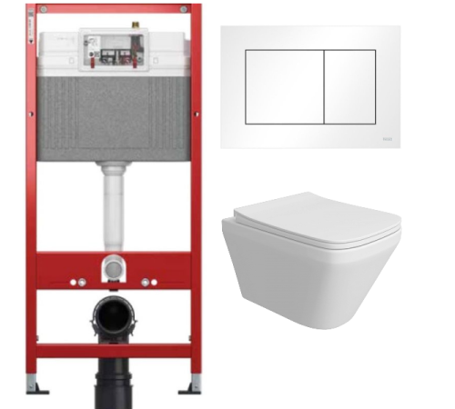Комплект: инсталляция TECEbase kit 9400413 с белой кнопкой и подвесным унитазом Teymi Kati T40701
