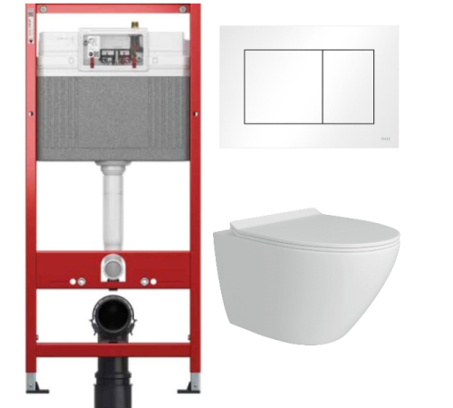 Комплект: инсталляция TECEbase kit 9400413 с белой кнопкой и подвесным унитазом Teymi Lina Pro T40106