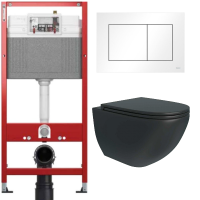 Комплект: инсталляция TECEbase kit 9400413 с белой кнопкой и подвесным унитазом Teymi Lina S Black T40111