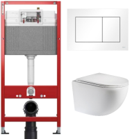 Комплект: инсталляция TECEbase kit 9400413 с белой кнопкой и подвесным унитазом Teymi Lina S T40102