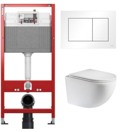 Комплект: инсталляция TECEbase kit 9400413 с белой кнопкой и подвесным унитазом Teymi Lina S T40102