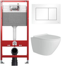 Комплект: инсталляция TECEbase kit 9400413 с белой кнопкой и подвесным унитазом Teymi Vitra Pro T40806