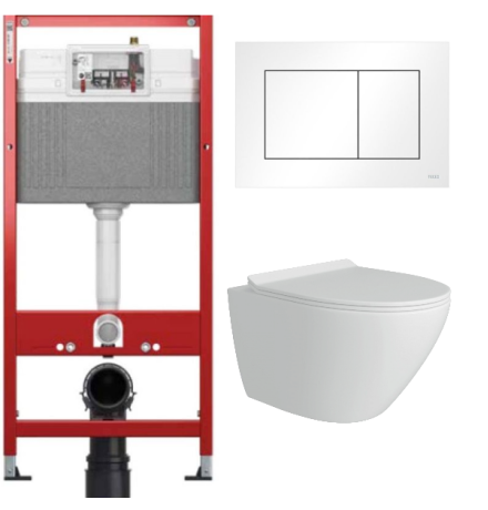 Комплект: инсталляция TECEbase kit 9400413 с белой кнопкой и подвесным унитазом Teymi Vitra Pro T40806