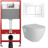 Комплект: инсталляция TECEbase kit 9400413 с белой кнопкой и подвесным унитазом Teymi Vitra T40804