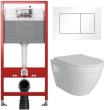 Комплект: инсталляция TECEbase kit 9400413 с белой кнопкой и подвесным унитазом Teymi Vitra T40804