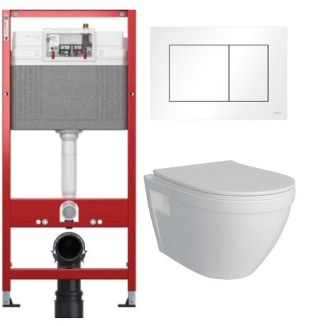 Комплект: инсталляция TECEbase kit 9400413 с белой кнопкой и подвесным унитазом Teymi Vitra T40804