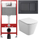 Комплект: инсталляция Tece с кнопкой 9400414 и подвесным безободковым унитазом Teymi Helmi S T40302