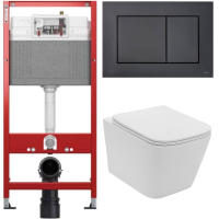 Комплект: инсталляция Tece с кнопкой 9400414 и подвесным унитазом Lekvo T-202