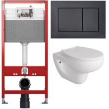 Комплект: инсталляция Tece с кнопкой 9400414 и подвесным унитазом Teymi Hanna Pro T40901