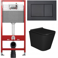 Комплект: инсталляция Tece с кнопкой 9400414 и подвесным унитазом Teymi Helmi S T40302MB