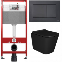 Комплект: инсталляция Tece с кнопкой 9400414 и подвесным унитазом Teymi Helmi S T40302MB