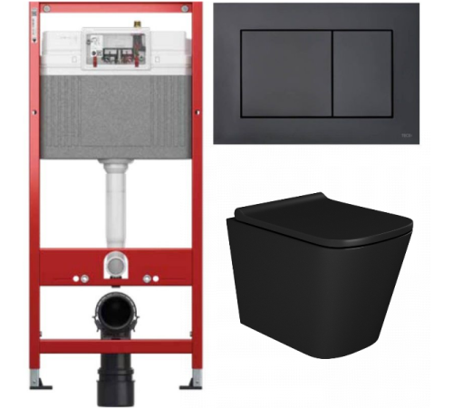 Комплект: инсталляция Tece с кнопкой 9400414 и подвесным унитазом Teymi Helmi S T40302MB