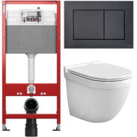 Комплект: инсталляция Tece с кнопкой 9400414 и подвесным унитазом Teymi Iva T40601