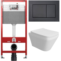 Комплект: инсталляция Tece с кнопкой 9400414 и подвесным унитазом Teymi Kati T40701