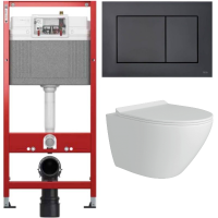 Комплект: инсталляция Tece с кнопкой 9400414 и подвесным унитазом Teymi Lina Pro T40106