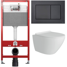 Комплект: инсталляция Tece с кнопкой 9400414 и подвесным унитазом Teymi Lina Pro T40106
