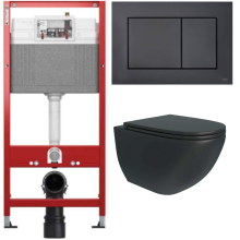 Комплект: инсталляция Tece с кнопкой 9400414 и подвесным унитазом Teymi Lina S Black T40111