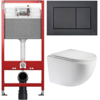 Комплект: инсталляция Tece с кнопкой 9400414 и подвесным унитазом Teymi Lina S T40102
