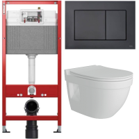 Комплект: инсталляция Tece с кнопкой 9400414 и подвесным унитазом Teymi Vitra Pro T40806