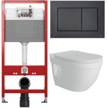 Комплект: инсталляция Tece с кнопкой 9400414 и подвесным унитазом Teymi Vitra Pro T40806